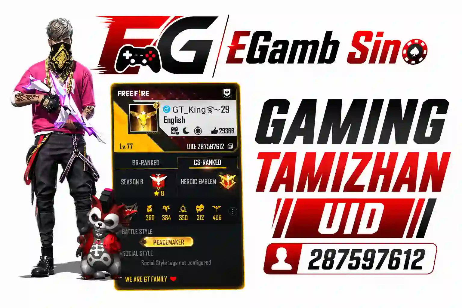Gaming Tamizhan UID, Free Fire Game Stats, KD Ratio, YouTube, & More