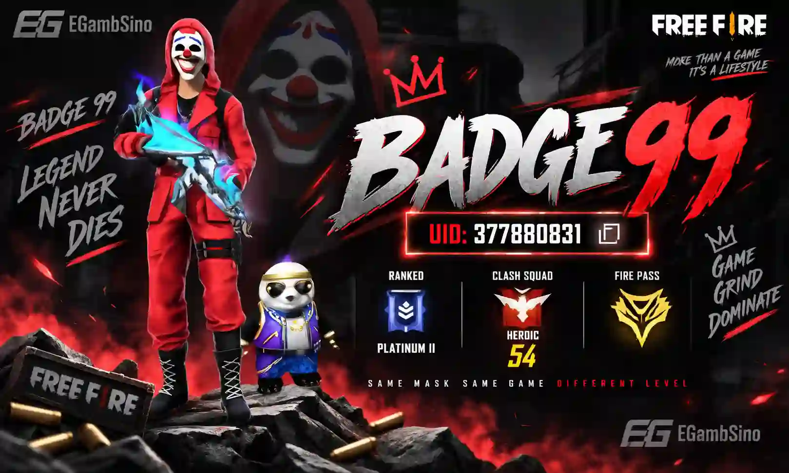 Badge 99 UID: Free Fire ID, Stats, K/D Ratio & YouTube